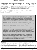 Cover page: Predictors of Patient Satisfaction and the Perceived Quality of Healthcare in an Emergency Department in Portugal