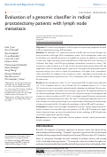 Cover page: Evaluation of a genomic classifier in radical prostatectomy patients with lymph node metastasis