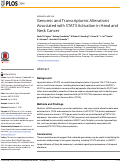 Cover page: Genomic and Transcriptomic Alterations Associated with STAT3 Activation in Head and Neck Cancer