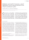 Cover page: Metabolic control of G1–S transition: cyclin E degradation by p53-induced activation of the ubiquitin–proteasome system