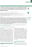 Cover page: A call for increased transparency and accountability of health care outcomes in US Immigration and Customs Enforcement detention centers.