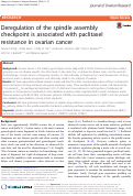 Cover page: Deregulation of the spindle assembly checkpoint is associated with paclitaxel resistance in ovarian cancer