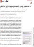 Cover page: Metabolic Sensing of Extracytoplasmic Copper Availability via Translational Control by a Nascent Exported Protein