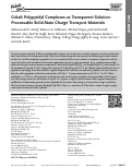 Cover page: Cobalt Polypyridyl Complexes as Transparent Solution‐Processable Solid‐State Charge Transport Materials