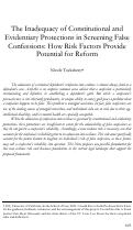 Cover page: The Inadequacy of Constitutional and Evidentiary Protections in Screening False Confessions: How Risk Factors Provide Potential for Reform