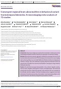 Cover page: Convergent regional brain abnormalities in behavioral variant frontotemporal dementia: A neuroimaging meta‐analysis of 73 studies