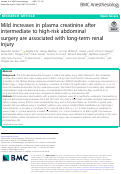 Cover page: Mild increases in plasma creatinine after intermediate to high-risk abdominal surgery are associated with long-term renal injury.