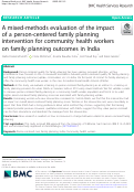 Cover page: A mixed-methods evaluation of the impact of a person-centered family planning intervention for community health workers on family planning outcomes in India