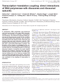 Cover page: Transcription–translation coupling: direct interactions of RNA polymerase with ribosomes and ribosomal subunits