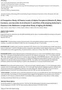 Cover page: A prospective study of plasma levels of alpha-tocopherol (vitamin E), beta carotene, and ascorbic acid (vitamin C) and risk of developing Alzheimer’s disease in the Baltimore Longitudinal Study of Aging (BLSA/NIA)