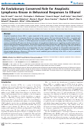 Cover page: An Evolutionary Conserved Role for Anaplastic Lymphoma Kinase in Behavioral Responses to Ethanol