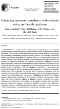 Cover page: Enhancing corporate compliance with worksite safety and health legislation