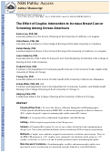 Cover page: The effect of a couples intervention to increase breast cancer screening among korean americans.