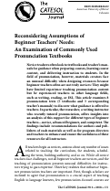 Cover page: Reconsidering Assumptions of Beginner Teachers’ Needs: An Examination of Commonly Used Pronunciation Textbooks