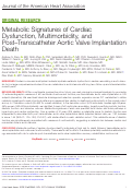 Cover page: Metabolic Signatures of Cardiac Dysfunction, Multimorbidity, and Post-Transcatheter Aortic Valve Implantation Death.