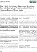 Cover page: Brain Nat8l Knockdown Suppresses Spongiform Leukodystrophy in an Aspartoacylase-Deficient Canavan Disease Mouse Model.