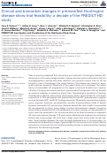 Cover page: Clinical and Biomarker Changes in Premanifest Huntington Disease Show Trial Feasibility: A Decade of the PREDICT-HD Study.