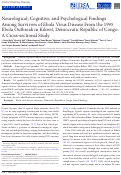 Cover page: Neurological, Cognitive, and Psychological Findings Among Survivors of Ebola Virus Disease From the 1995 Ebola Outbreak in Kikwit, Democratic Republic of Congo: A Cross-sectional Study