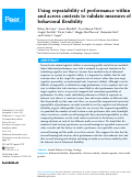 Cover page: Using repeatability of performance within and across contexts to validate measures of behavioral flexibility.