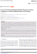 Cover page: Locus of Control and Mental Health: Human Variation Complicates a Well-Established Research Finding.