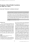 Cover page: Evaluation of Mental Health Consultation in Child Care Centers