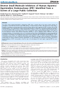 Cover page: Diverse Small Molecule Inhibitors of Human Apurinic/Apyrimidinic Endonuclease APE1 Identified from a Screen of a Large Public Collection