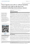 Cover page: Visual migraine aura with or without headache: association with right to left shunt and assessment following transcutaneous closure