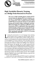 Cover page: High Variability Phonetic Training as a Bridge From Research to Practice