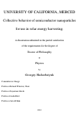 Cover page: Collective behavior of semiconductor nanoparticles for use in solar energy harvesting