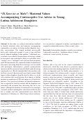 Cover page: “El Sexo no es Malo”: Maternal Values Accompanying Contraceptive Use Advice to Young Latina Adolescent Daughters