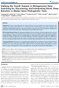 Cover page: Stalking the Fourth Domain in Metagenomic Data: Searching for, Discovering, and Interpreting Novel, Deep Branches in Marker Gene Phylogenetic Trees