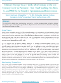 Cover page: Chimney Sweeps’ Cancer in the 18th Century or the 21st Century Covid-19 Pandemic: How Hand-washing Has Been, Is, and Will Be the Simplest Epidemiological Intervention