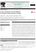 Cover page: Protein synthesis and consolidation of memory-related synaptic changes