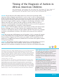 Cover page: Timing of the Diagnosis of Autism in African American Children