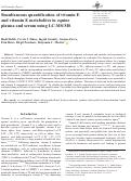 Cover page: Simultaneous quantification of vitamin E and vitamin E metabolites in equine plasma and serum using LC-MS/MS