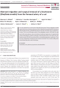 Cover page: Aberrant migration and surgical removal of a heartworm (Dirofilaria immitis) from the femoral artery of a cat