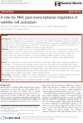 Cover page: A role for RNA post-transcriptional regulation in satellite cell activation