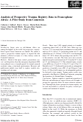 Cover page: Analysis of Prospective Trauma Registry Data in Francophone Africa: A Pilot Study from Cameroon