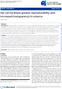 Cover page: Git can facilitate greater reproducibility and increased transparency in science