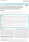 Cover page: An La-related protein controls cell cycle arrest by nuclear retrograde transport of tRNAs during diapause formation in Artemia