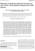 Cover page: Disparities of metabolic syndrome prevalence by age, gender and occupation among Korean adult workers.