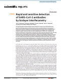 Cover page: Rapid and sensitive detection of SARS-CoV-2 antibodies by biolayer interferometry