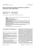 Cover page: Effect of freezing on the relative escape force of sperm as measured by a laser optical trap*†*Presented at the 8th World Congress of In Vitro Fertilization and Alternate Assisted Reproduction, Kyoto, Japan, September 11 to 15, 1993.†Supported by grant RR-01192 from the National Institutes of Health, Bethesda, Maryland; by grant 000-14-91-C-0134 from the Office of Naval Research, Arlington, Virginia; and by grant DE-FG03-91 ER 61227 from the Department of Energy, Washington, D.C.