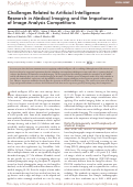 Cover page: Challenges Related to Artificial Intelligence Research in Medical Imaging and the Importance of Image Analysis Competitions