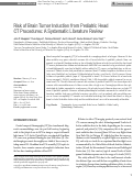 Cover page: Risk of Brain Tumor Induction from Pediatric Head CT Procedures: A Systematic Literature Review