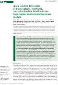 Cover page: Allele-specific differences in transcriptome, miRNome, and mitochondrial function in two hypertrophic cardiomyopathy mouse models