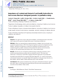 Cover page: Importance of Content and Format of Oral Health Instruction to Low-income Mexican Immigrant Parents: A Qualitative Study.