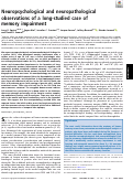 Cover page: Neuropsychological and neuropathological observations of a long-studied case of memory impairment