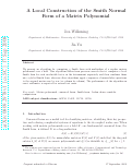 Cover page: A local construction of the Smith normal form of a matrix polynomial