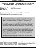 Cover page: Prospective Validation of Modified NEXUS Cervical Spine Injury Criteria in Low-risk Elderly Fall Patients